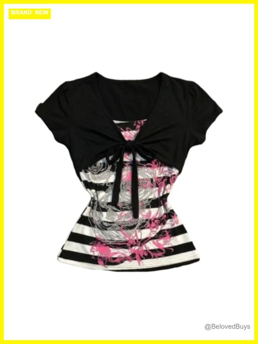 Y2K Grunge Graphic T-Shirt Polyester V-Neck Short Sleeve Tee Alt Emo Goth Top